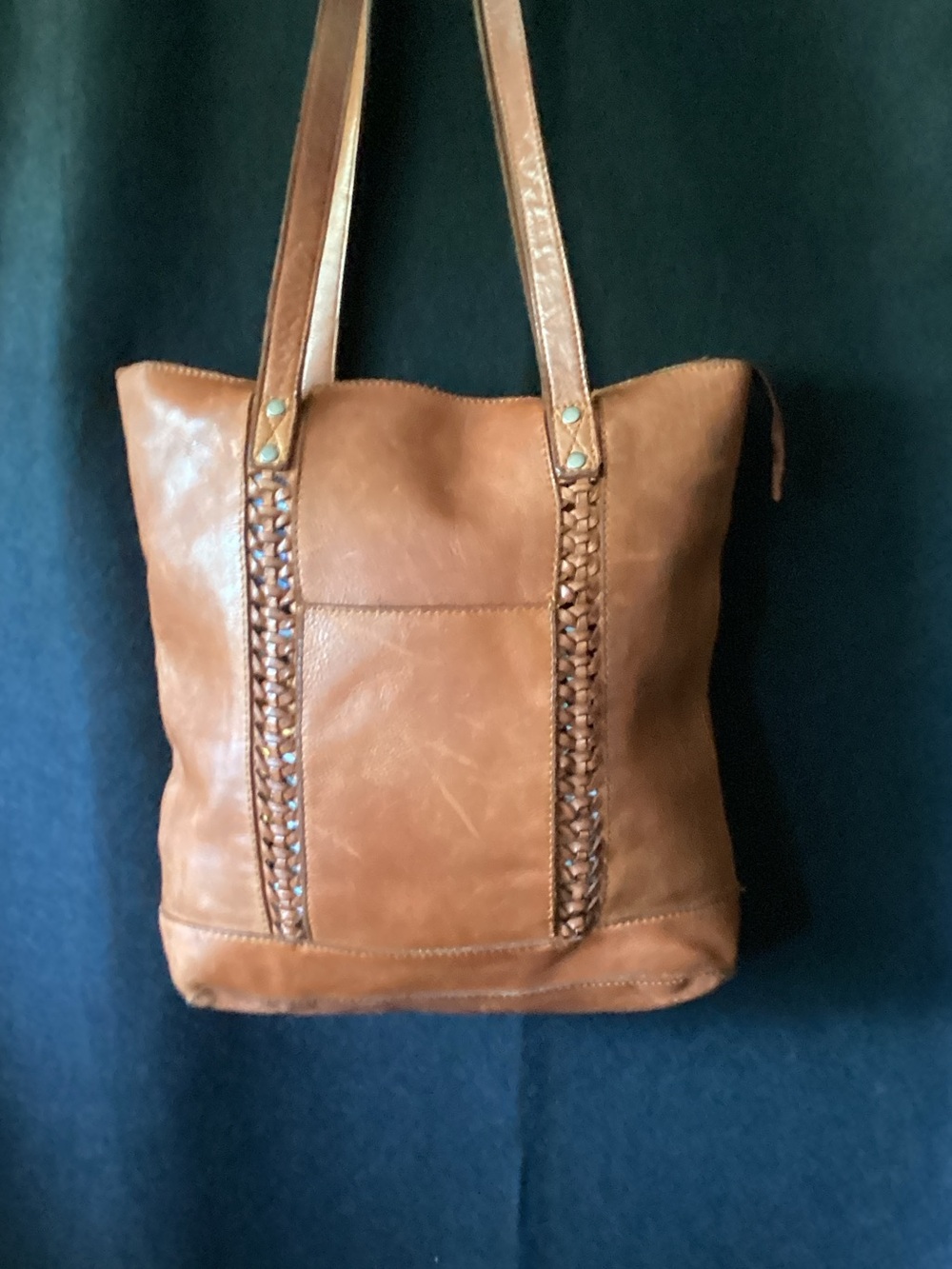 Vilenca Women's Brown Leather Braided-Trim Tote Bag
